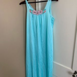 Vintage Aqua Pink Nightgown Lorraine Small USA